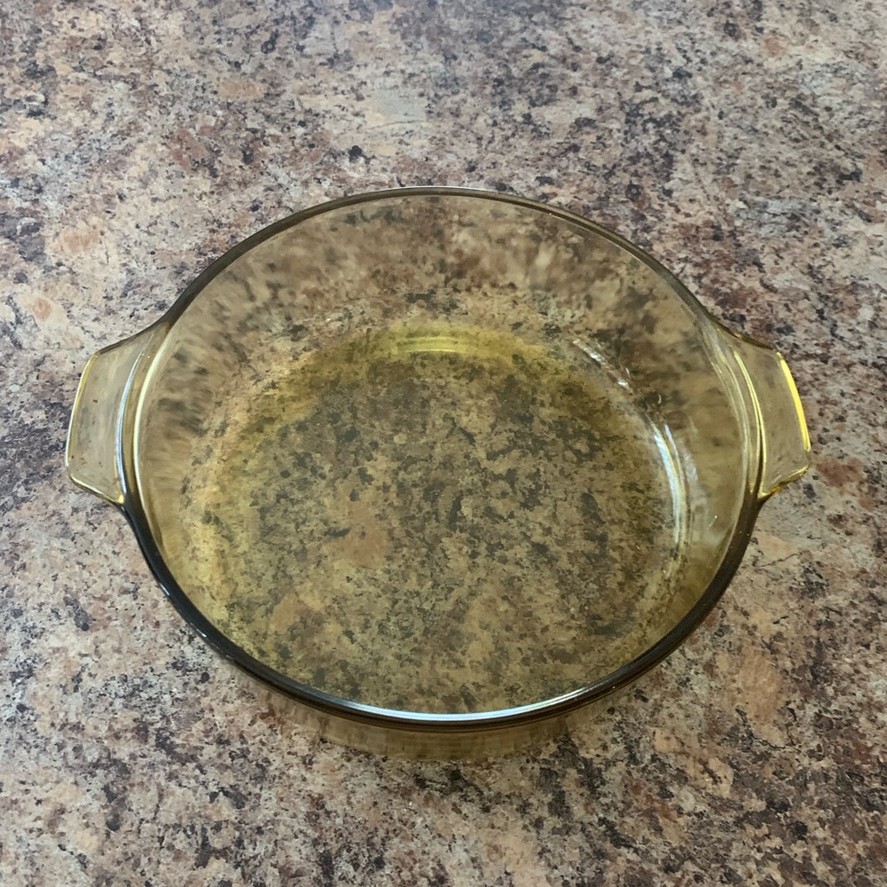 Vintage 60's Dynaware Pyr-O-Rey Casserole Dish Yellow Amber Mexico 9 7/8”X8 3/8”